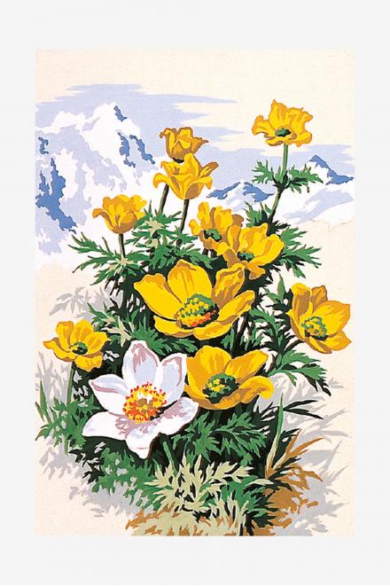 Cañamazo antique - Flores amarillas