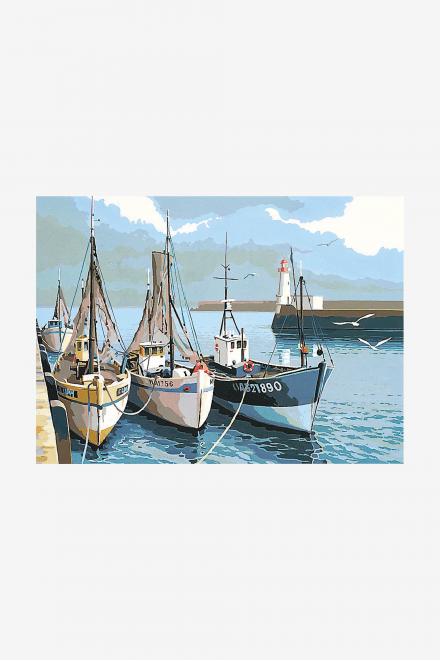 Cañamazo antique - Los botes de pesca