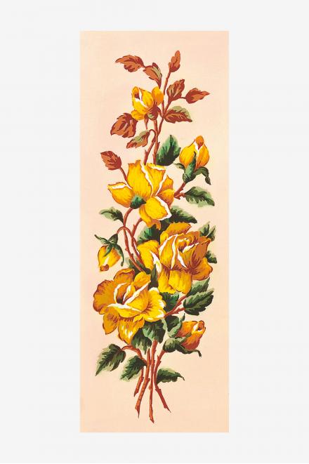 Cañamazo antique - Flores amarillas