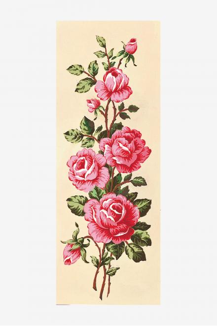 Cañamazo antique - Flores rosas