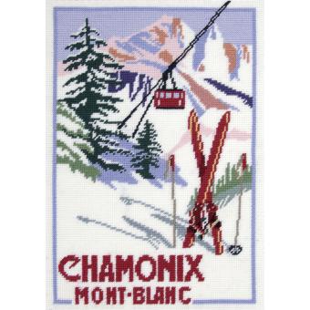 Motif Chamonix sur toile canevas pénélope de 40x52cm	