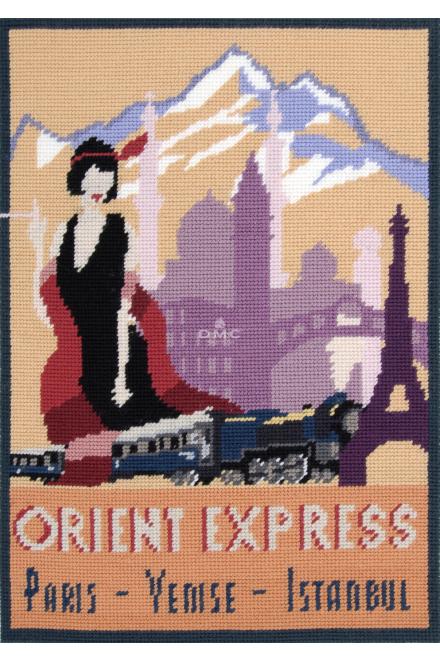 Motif Orient Express sur toile canevas pénélope de 40x52cm	
