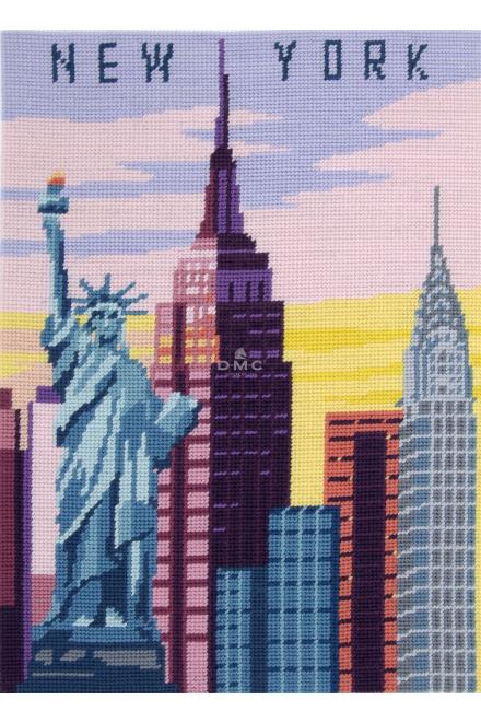 Motif New York sur toile canevas pénélope de 40x52cm	