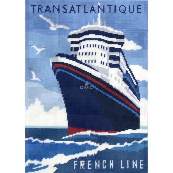 Motif Trans-Atlantique sur toile canevas pénélope de 40x52cm	