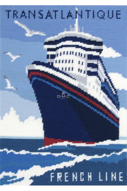 Motif Trans-Atlantique sur toile canevas pénélope de 40x52cm	