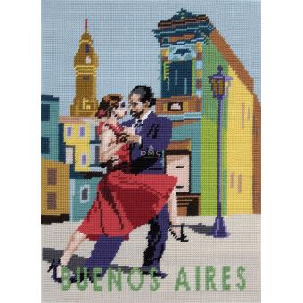 Motif Buenos Aires sur toile canevas pénélope de 40x52cm	