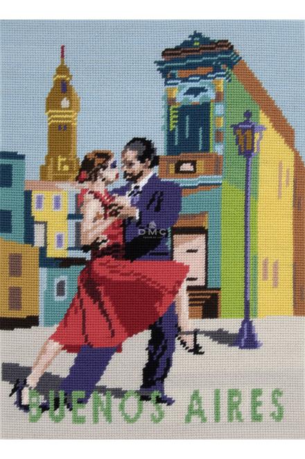 Motif Buenos Aires sur toile canevas pénélope de 40x52cm	