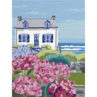 Motif Bretagne sur toile canevas pénélope de 40x50cm	