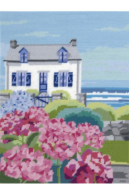 Motif Bretagne sur toile canevas pénélope de 40x50cm	