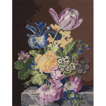 Motif Roses sur toile canevas pénélope de 40x50cm