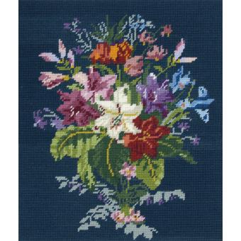 Motif Bouquet sur toile canevas pénélope de 40x46cm