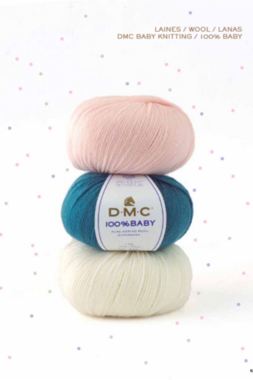 DMC Lana 100% Baby Merino, Gomitolo Da 50g - Colore 001 Bianco, Giallo, 3 - 5