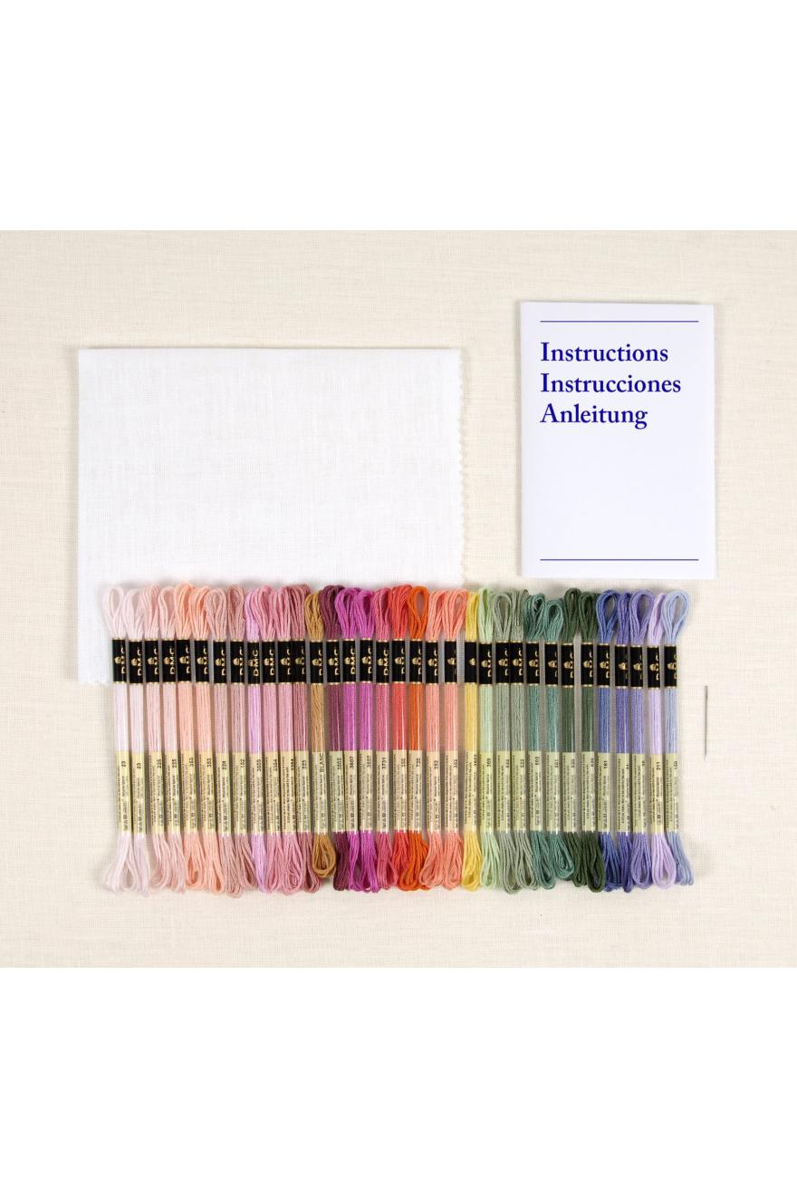 Broderie Roses Tambour Inclus Kit Point De Croix DMC 'Roses' - Toile, Tambour, Fils, Aiguille Et Instructions - Niveau Confirmé Broderie Point De Croix