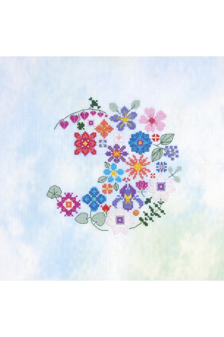 Kit point de croix demi lune floral - Kits - DMC