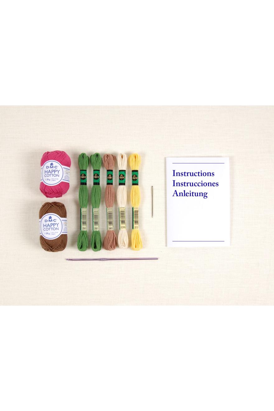 Kit Point De Croix DMC 'Fleurs Aquarelle En Pots' - Toile Aida 5,5 Pts/cm, Avec Fils Et Aiguille